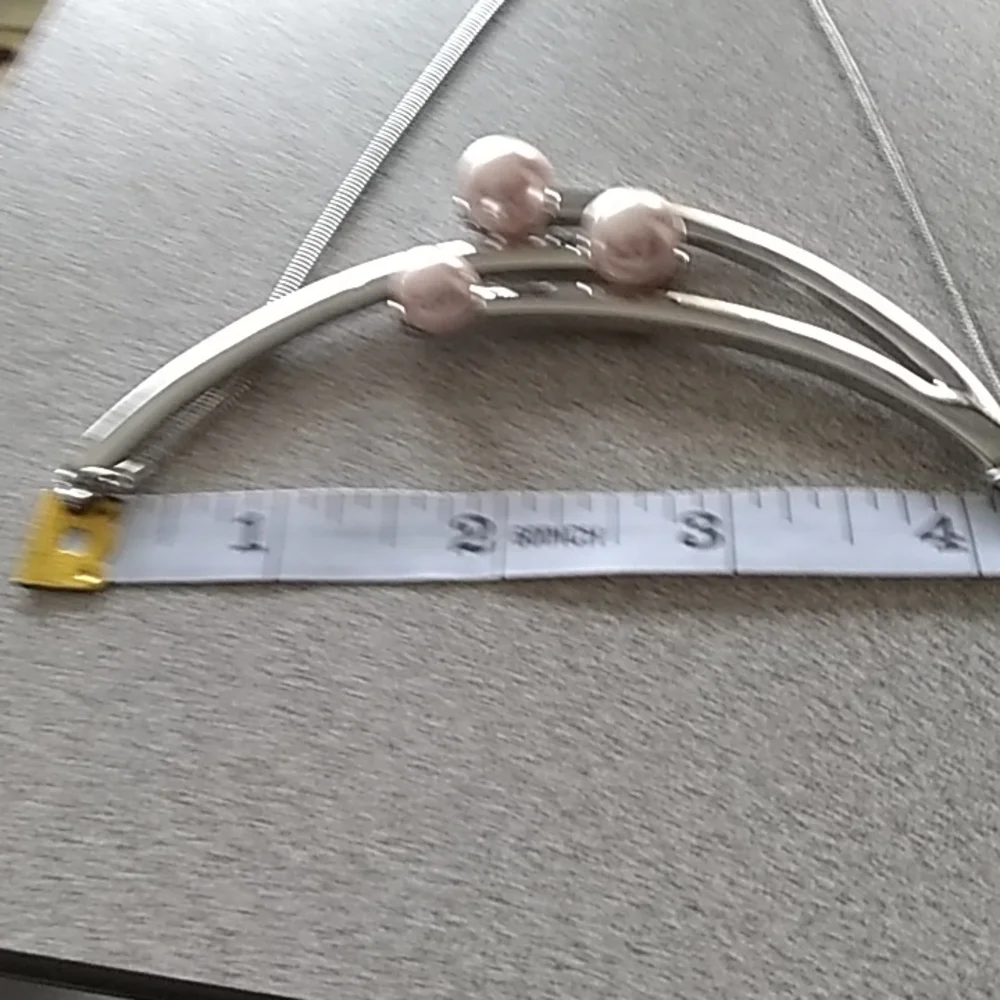 Chicos faux pink pearl and silver necklace. - Picture 11 of 12